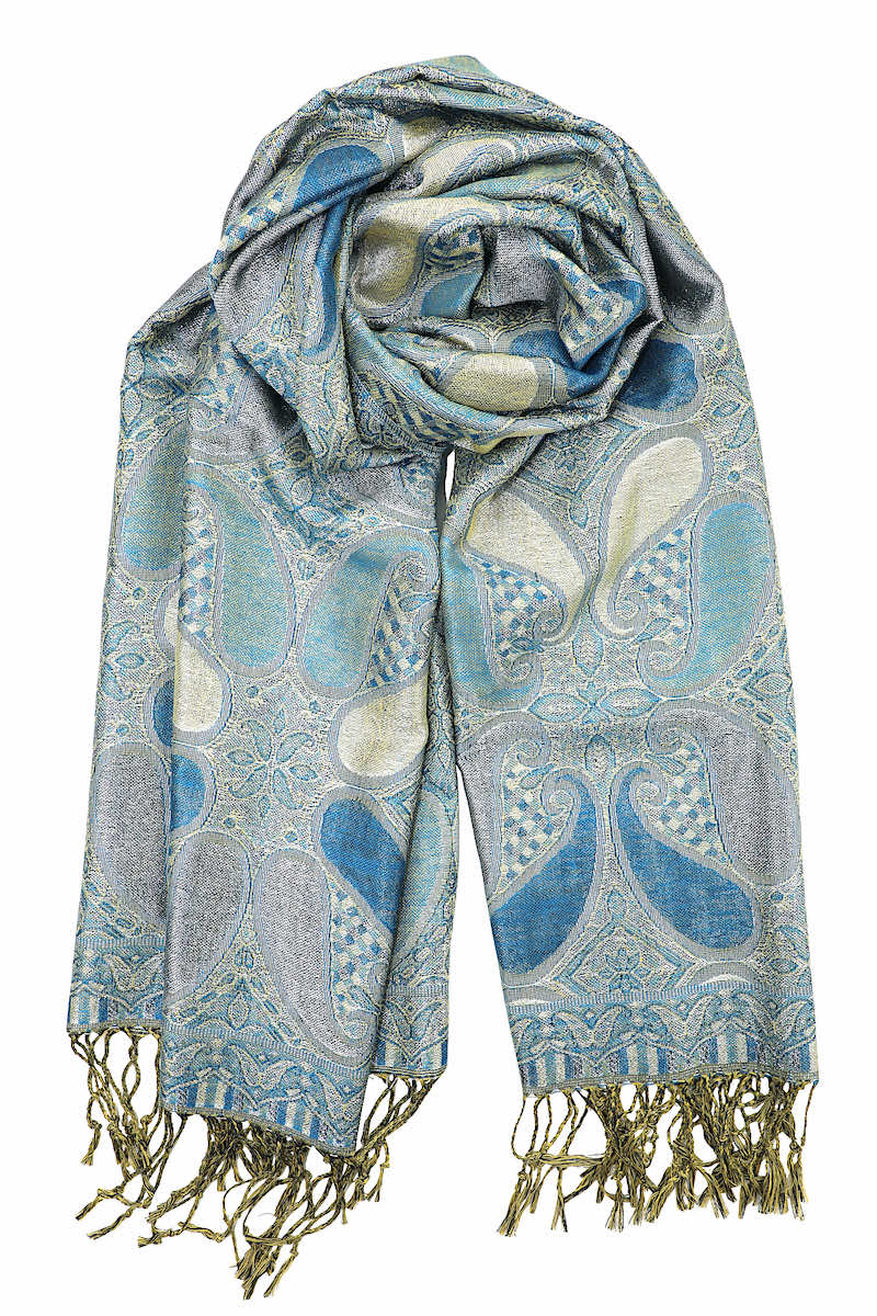 achillea metallic pashmina shawl turquoise