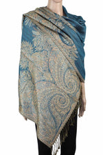 achillea big paisley pashmina shawl turquoise