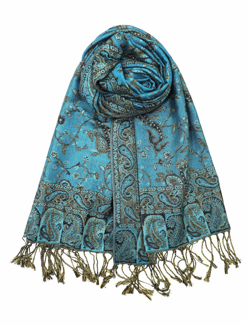 achillea reversible pashmina shawl turquoise