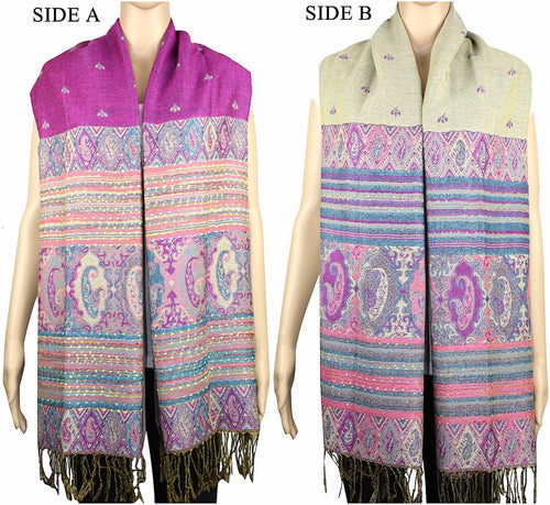 Achillea Violet Bohemian Pashmina Shawl