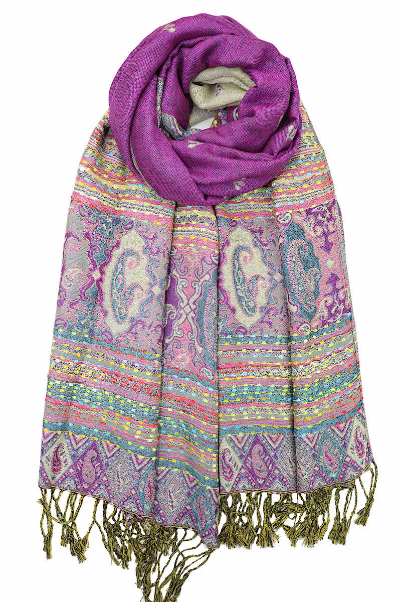 achillea bohemian ethnic pashmina scarf violet