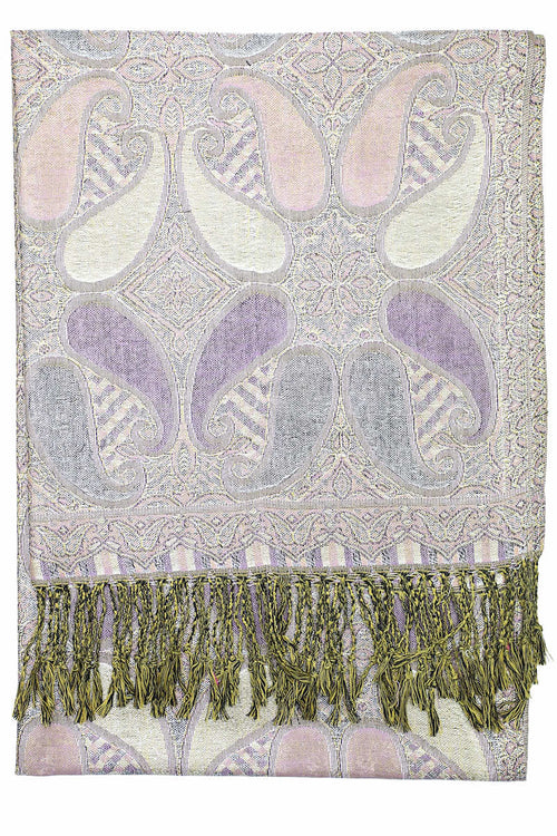 Achillea Violet Metallic Paisley Pashmina