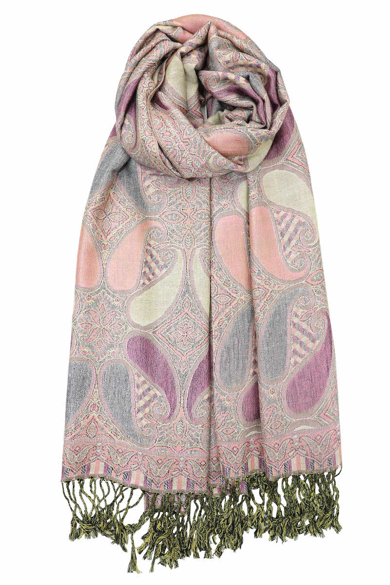 achillea multi color paisley pashmina scarf violet