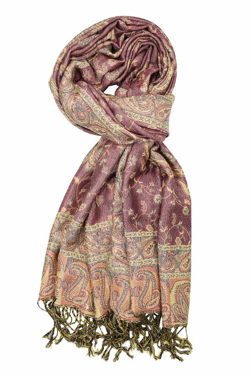 Achillea Violet Reversible Paisley Pashmina