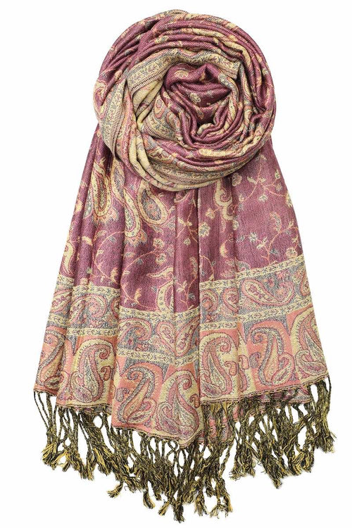 Achillea Violet Reversible Paisley Pashmina