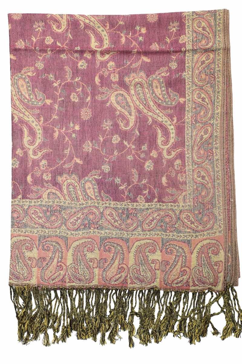 Achillea Violet Reversible Paisley Pashmina