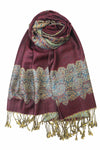 achillea paisley border pashmina shawl wine