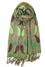 achillea multi color paisley pashmina scarf wine green